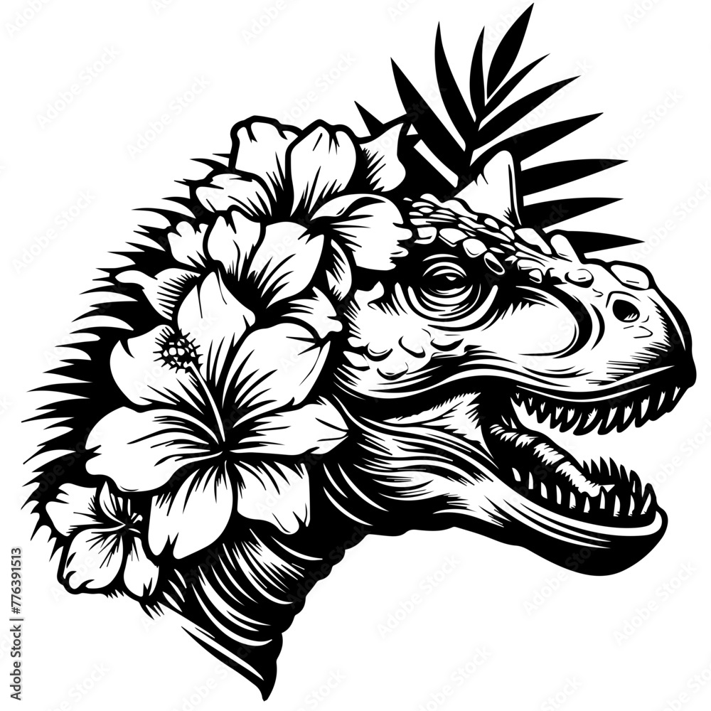 Floral Dinosaur Head Vector Illustration
Floral Dinosaur Head Vector Illustration
