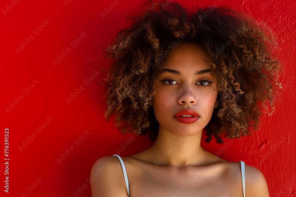 attractive woman red background attractive woman red background
