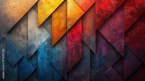 vibrant geometric patterns with grunge texture abstract design