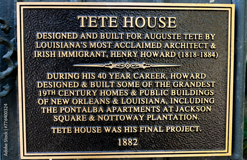 Cuadro en lienzo A commemorative plaque outside the August Tete house in New Orleans, Louisiana o