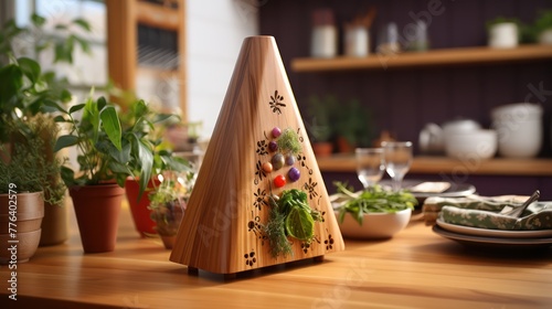 Wooden knife rack inside kitchen on wooden table UHD Wallpaper