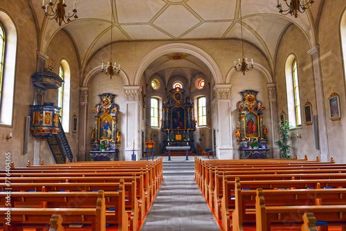 Innenansicht der katholischen Kirche St. Sebastian in Herdern, Bezirk Frauenfeld des Schweizer Kantons Thurgau photo