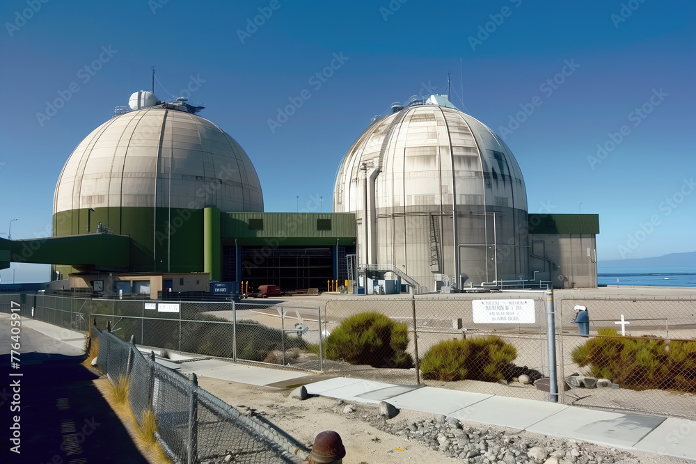 Fototapeta premium Large nuclear plant with concrete domes