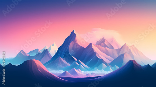 Gradient Abstract Mountain Background Design © ma