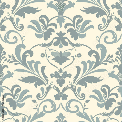 Beautiful damask patten with intricate details, for include textiles, fabrics, clothing, wallpaper