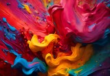 Colorful paint mixing in water. Abstract background with copy space.