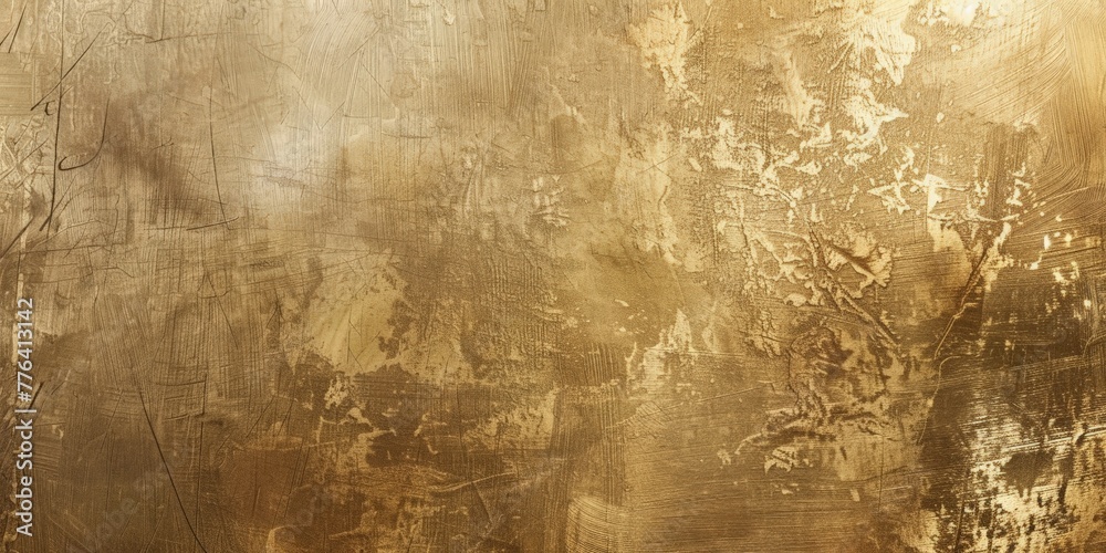 A brushed gold and beige metallic background, the texture is warm and inviting yet reveals subtle signs of wear and tarnish created with Generative AI Technology - obrazy, fototapety, plakaty 