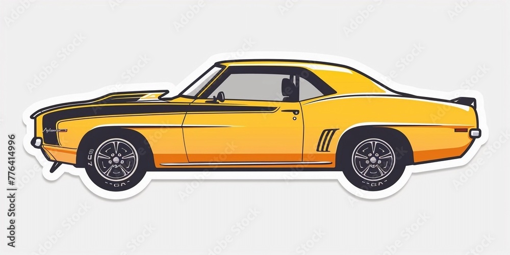 muscle car illustration, motors, roadtrips, ai image of cars