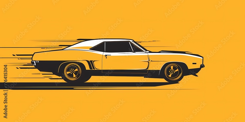 muscle car illustration, motors, roadtrips, ai image of cars