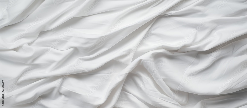 Detailed view of a single white sheet placed on a plain white background, highlighting its texture and clean appearance Detailed view of a single white sheet placed on a plain white background, highlighting its texture and clean appearance
