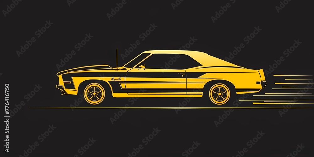 muscle car illustration, motors, roadtrips, ai image of cars