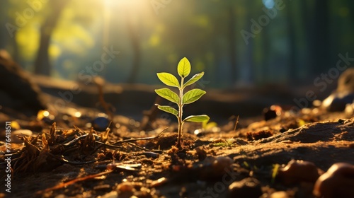 Young plant in sunlight Growing plant grow up UHD Wallpaper © Murtaza03ai