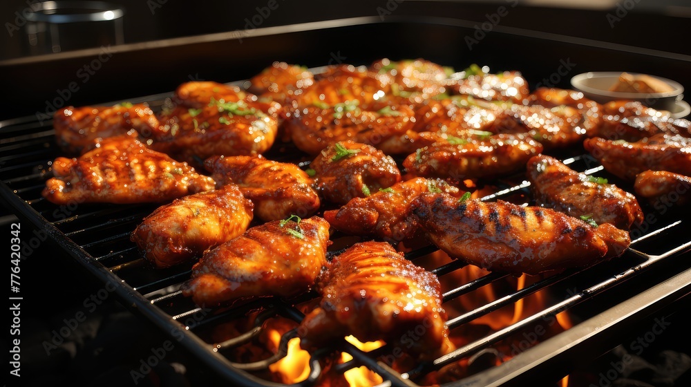Chicken wings on the grill grilled chicken wings UHD Wallpaper