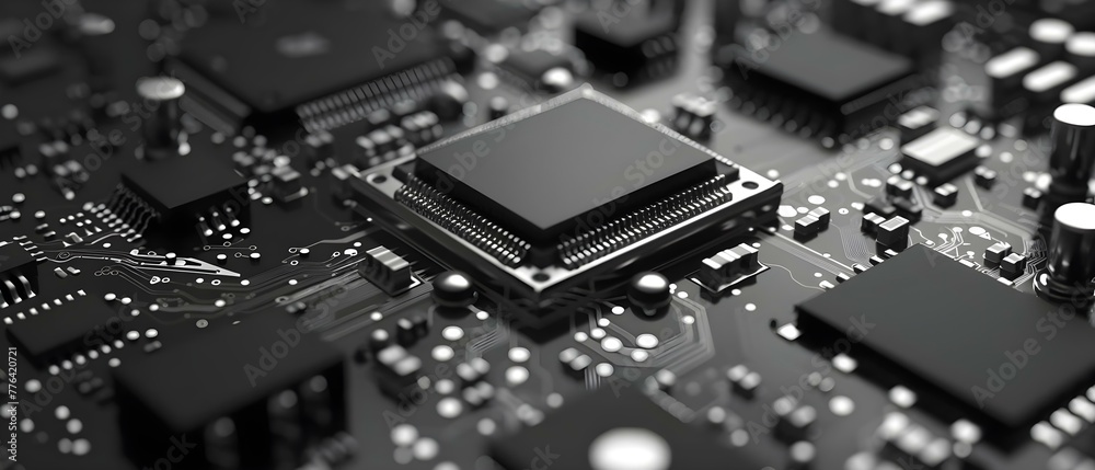Global chip shortage caused by pandemic slows down electronics and car production. Concept Global Chip Shortage, Electronic Production Slowdown, Car Manufacturing Impact, Pandemic Consequences