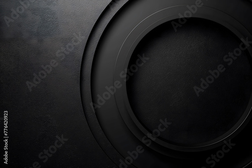 creative black background with a large circle on the right,rough plastic texture,original banner,graphic and web design concept