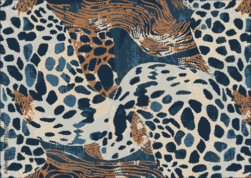 Abstract animal skin print geometric shabby chic luxury pattern design for carpets, accent rugs, bedding, home decor, bathroom tiles. Contemporary art vector illustration.