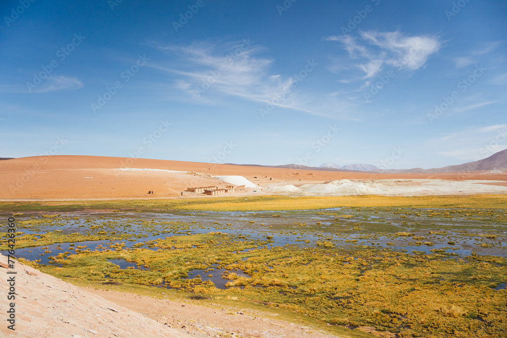 Beautiful landscape shot of salt volcanic mountain in Atacama desert, Chile