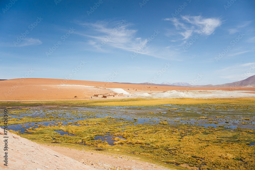 Beautiful landscape shot of salt volcanic mountain in Atacama desert, Chile Beautiful landscape shot of salt volcanic mountain in Atacama desert, Chile