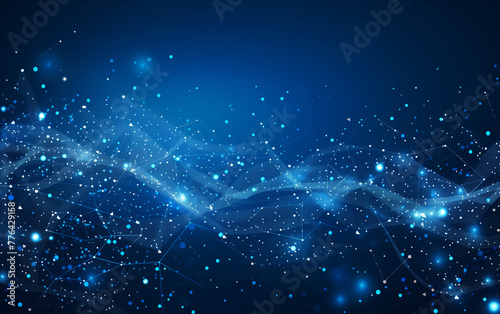 Abstract blue background with glowing dots and polygonal lines