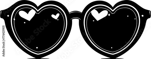 Heart-Shaped Sunglasses Line Art Vector  Illustration

