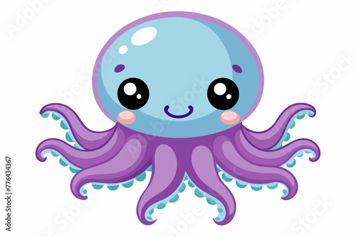 adorable octopus kawaii style vector illustration