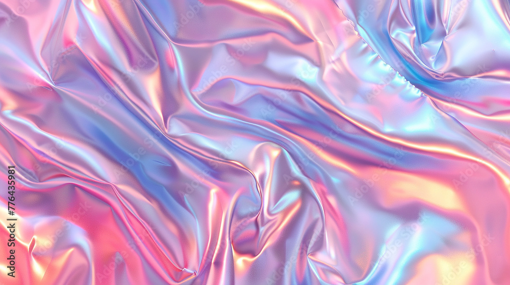 Fototapeta premium 3D iridescent background with pastel pink and blue-AI generated image 