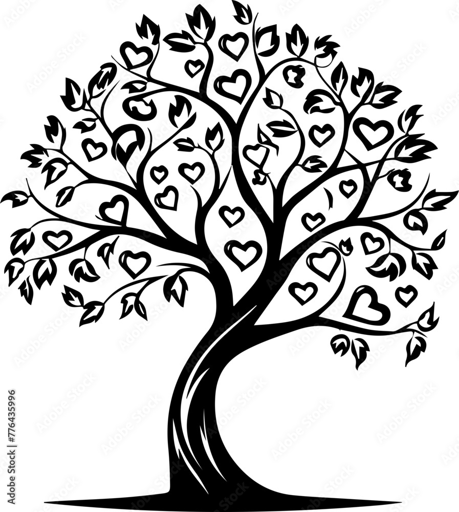 Tree of Hearts Silhouette Black Vector Illustration
Tree of Hearts Silhouette Black Vector Illustration