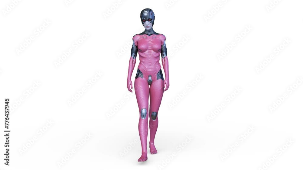 うつむいて歩く女性サイボーグ 3DCGレンダリング うつむいて歩く女性サイボーグ 3DCGレンダリング