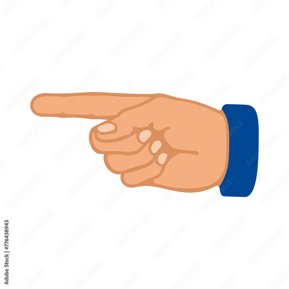 Male hand points with a finger. Gesture icon, vector Male hand points with a finger. Gesture icon, vector