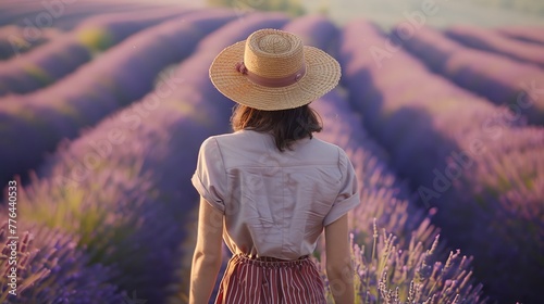French Woman in Lavender Fields