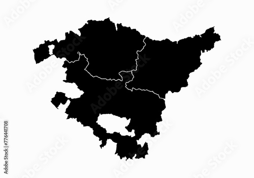 Mapa negro de País Vasco en fondo blanco. photo