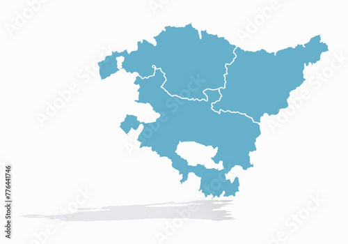 Mapa azul de País Vasco en fondo blanco. photo