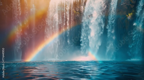 Rainbow Over Waterfall