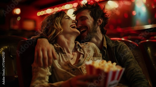 Couple Laughing Together at the Cinema