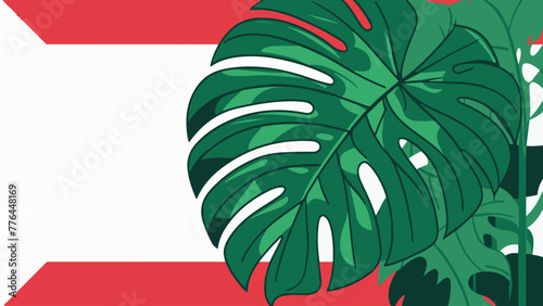 Vector Illustration: Monstera Leaf in Flat Design Style