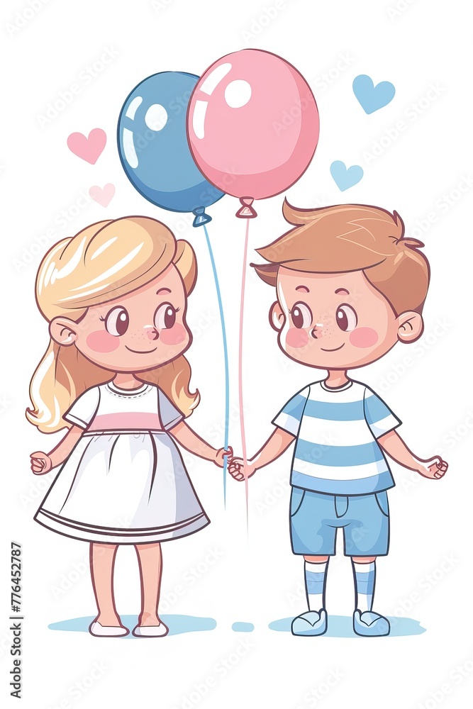 illustration of cute cartoon little baby boy and girl illustration of cute cartoon little baby boy and girl