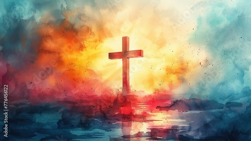Jesus Christ with cross. Christian background god religion cross religious symbol © Putri