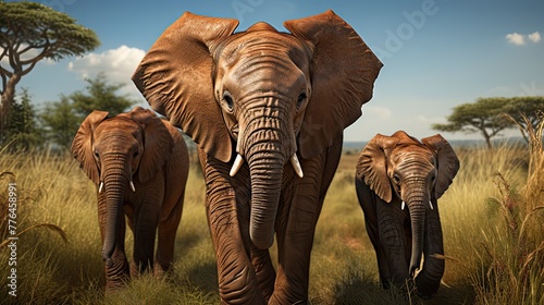 closeup shot of an elephant family walking across UHD Wallpaper