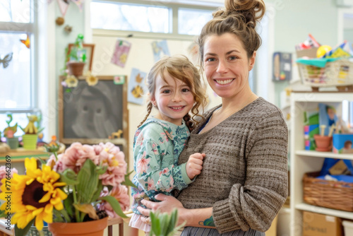 Portrait of a smiling mother and her daughter in a flower shop  © PixelGallery