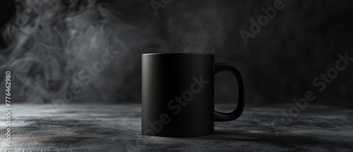 lack coffee cup or empty mug for drink on dark -AI generated image photo
