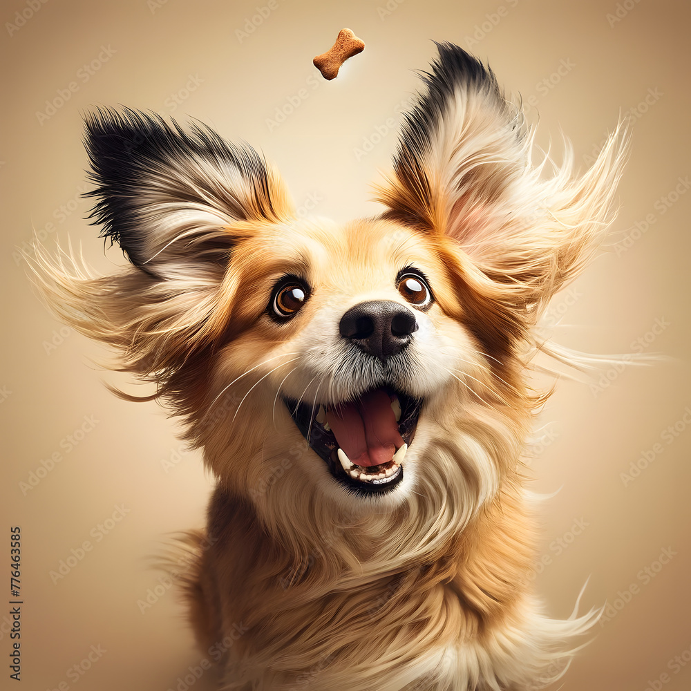 Joyful Dog Catching Treat Joyful Dog Catching Treat