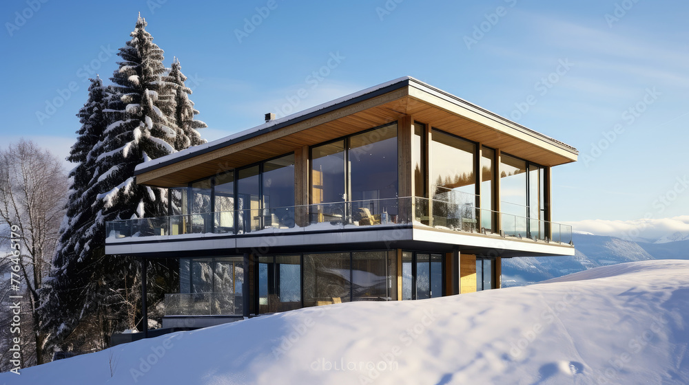 Luxurious Mountain Retreat in Snowy Landscape