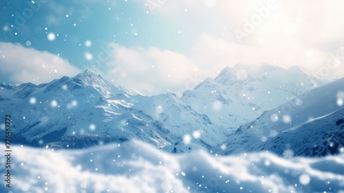 Enchanting Snowfall over Peaceful Mountain Peaks