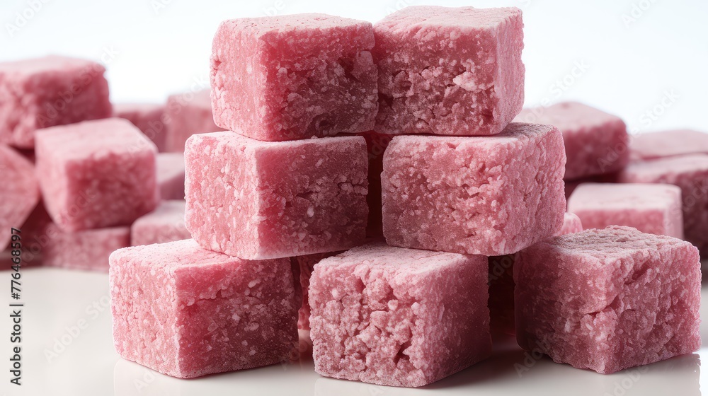 Close up of red turkish delight sweets isolated UHD Wallpaper Close up of red turkish delight sweets isolated UHD Wallpaper