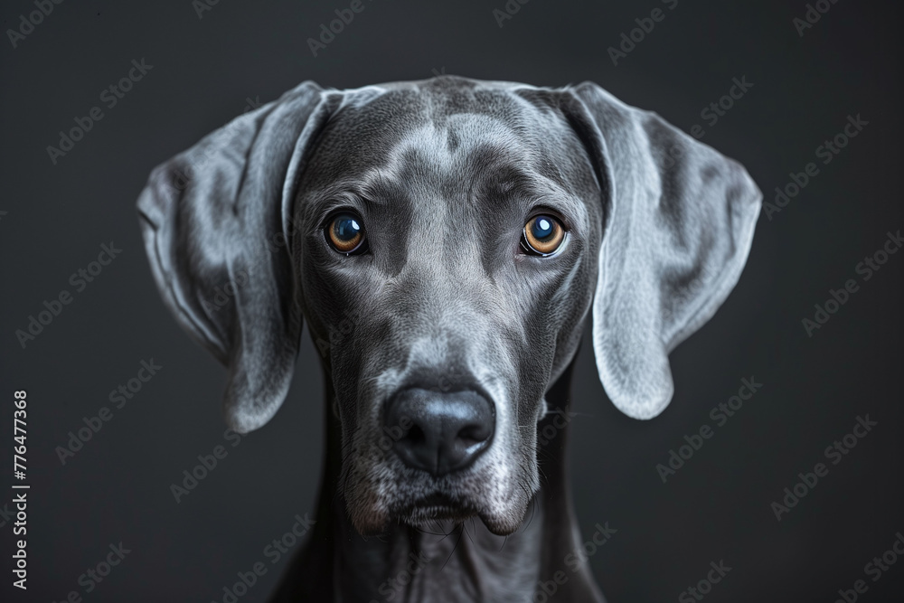 Close-up Portrait of a Grey Weimaraner with Soulful Eyes