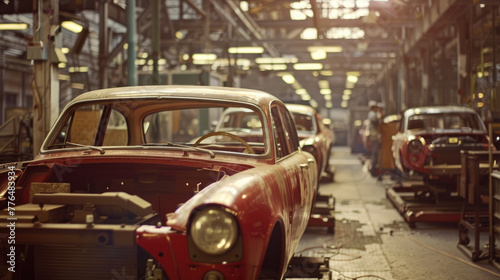 Modern automatized car production in a factory. Car production at a factory © brillianata