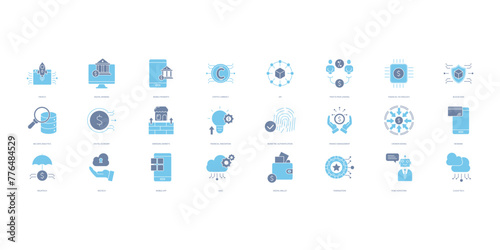 Fintech icons set. Set of editable stroke icons.Vector set of Fintech