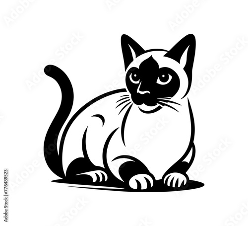 Fototapeta Naklejka Na Ścianę i Meble -  Siamese Cat hand drawn vector graphic asset	