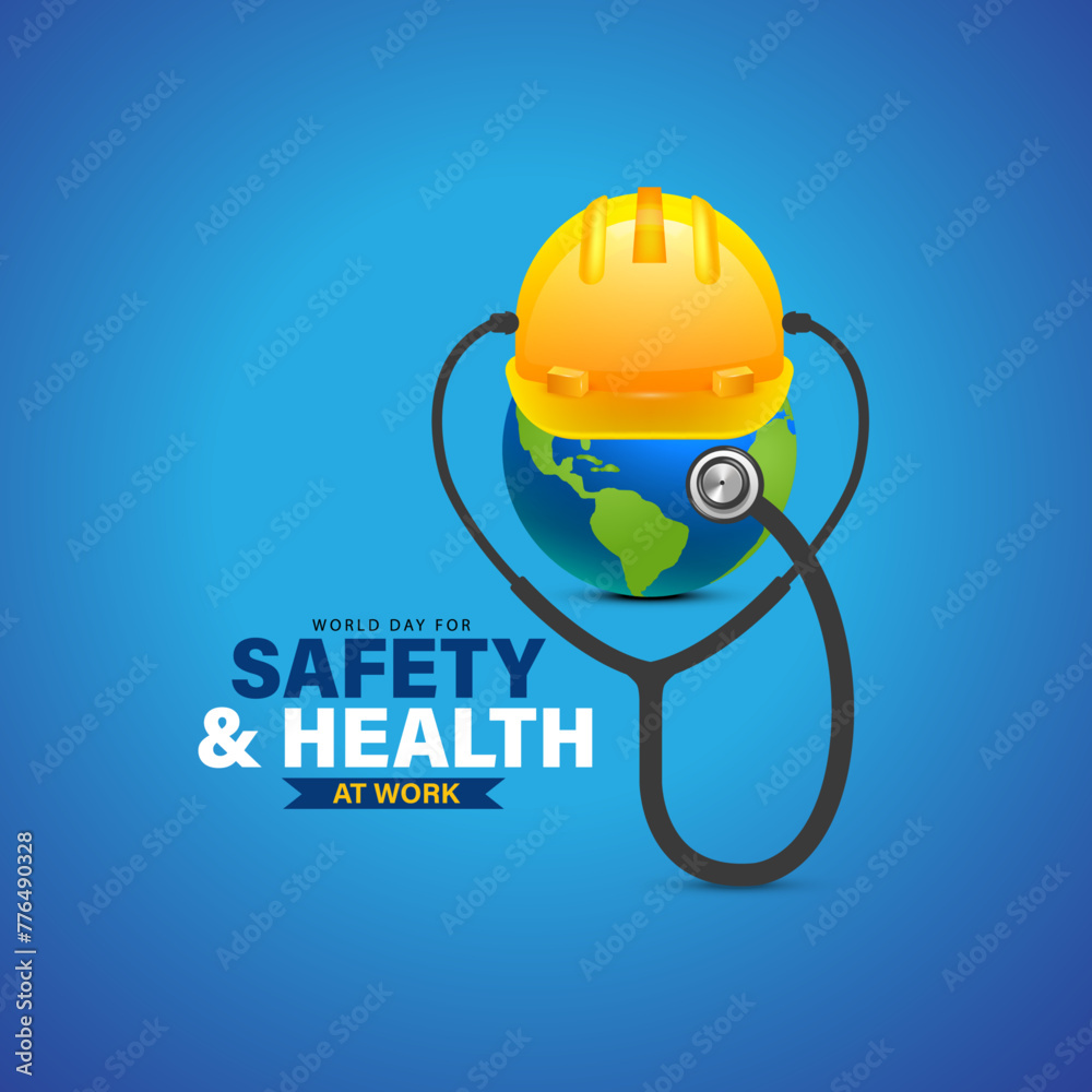 World Day for Safety and Health at Work. Construction helmet earth and