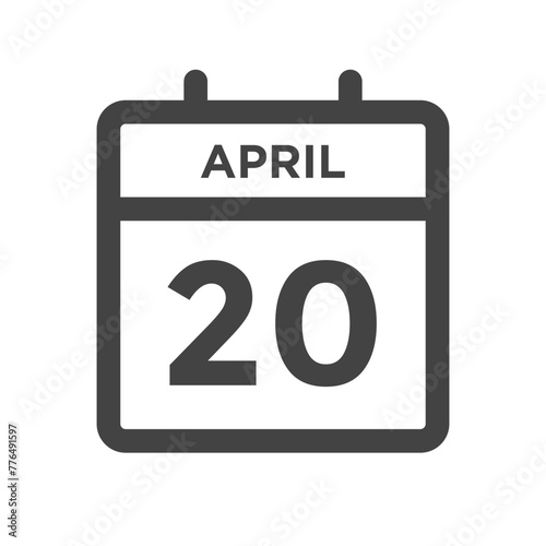 April 20 Calendar Day or Calender Date for Deadline or Appointment